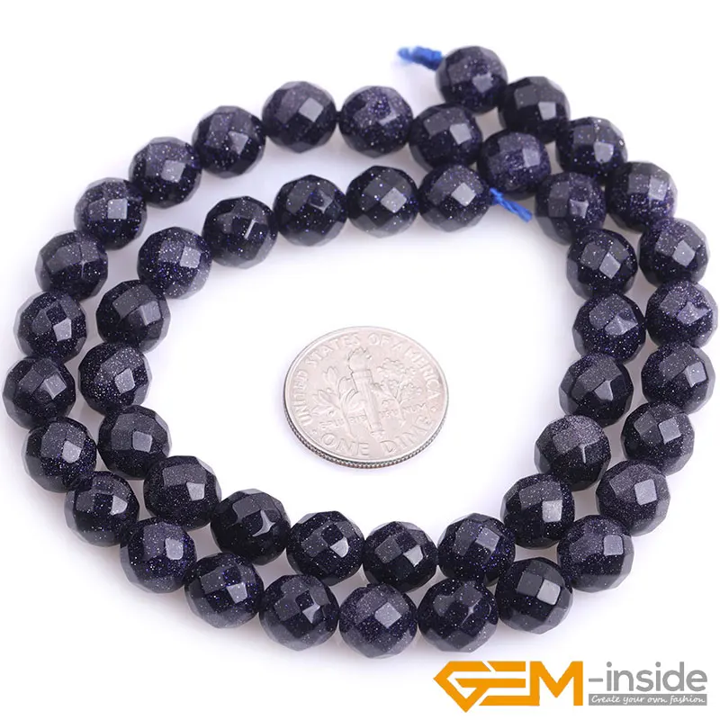 Blue Sandstone Gem Stone Faceted Round Beads For Jewelry Making Strand 15 inch DIY Jewelry Bead For Bracelet 6mm 8mm 10mm 12mm