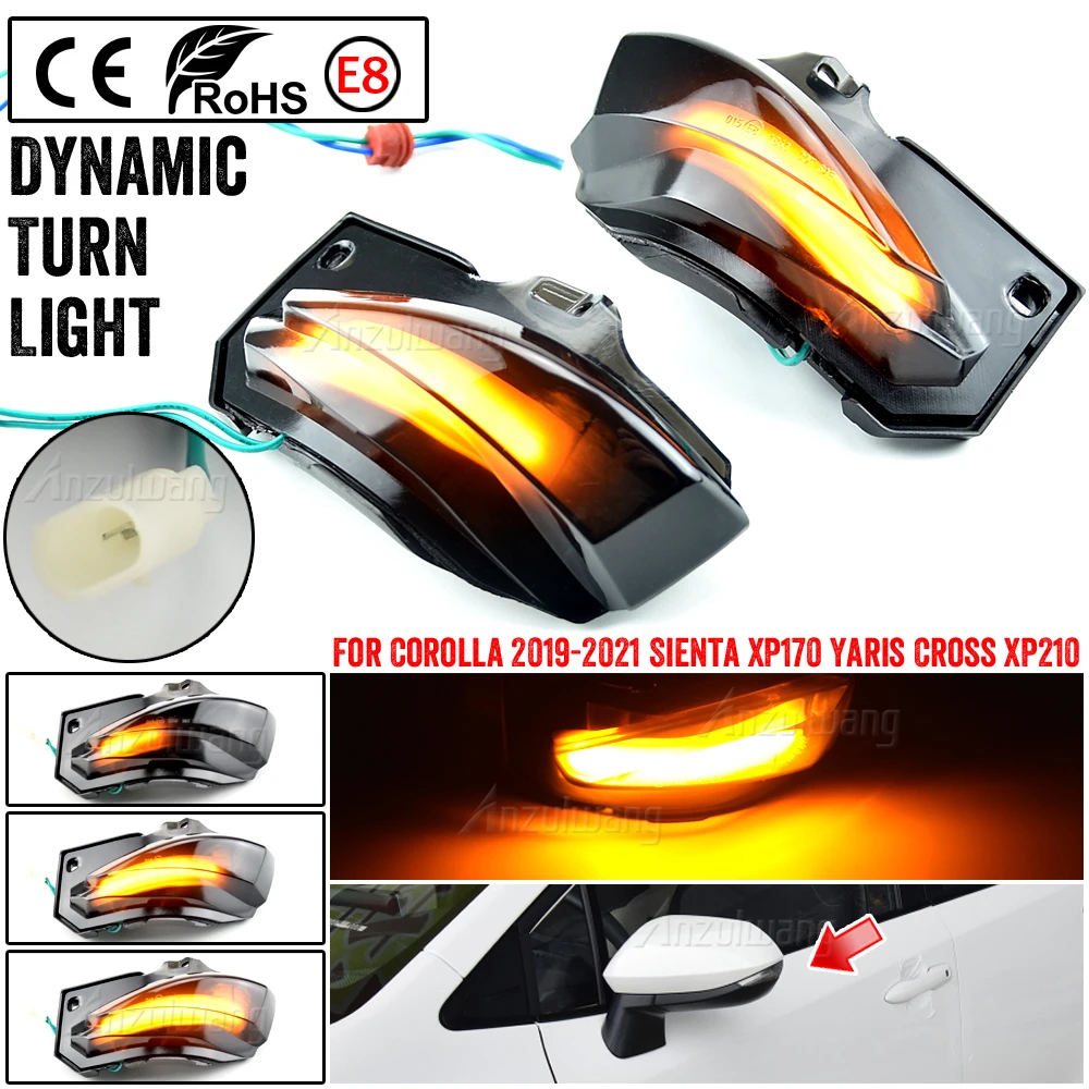 

2Pcs For Toyota Corolla Sport 2019 2020 Sienta XP170 Yaris XP210 LED Dynamic Turn Signal Light Rear View Mirror Sequential Lamp