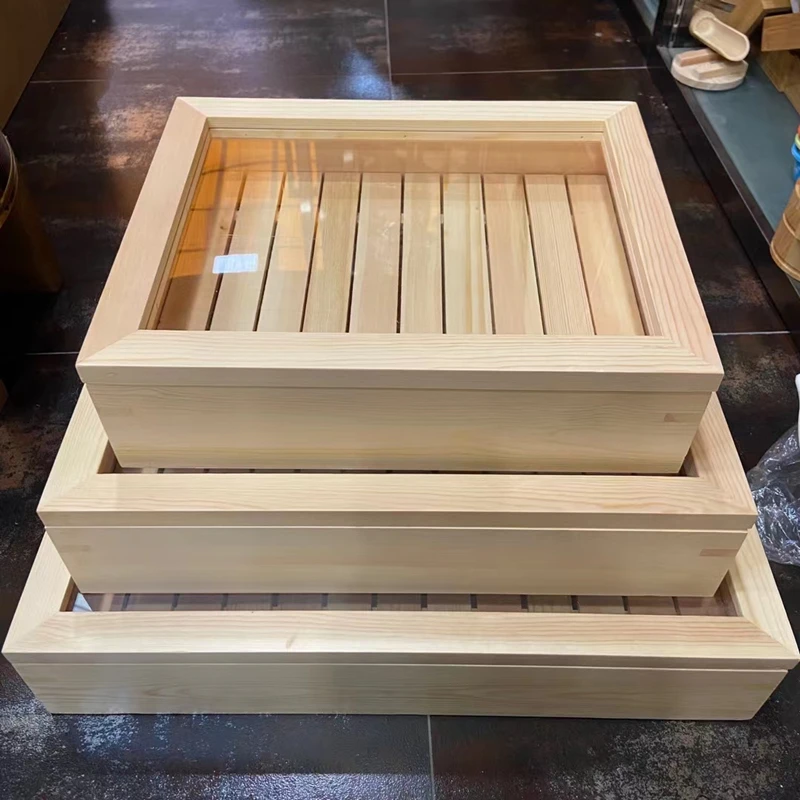 

Japanese cuisine wooden sashimi box with lid fish box salmon box wooden box beef plate box restaurant tableware food storage