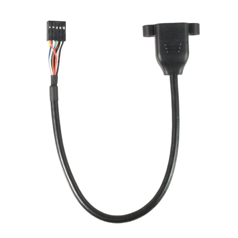 New style Dupont 10Pin/9Pin Female to Dual USB Type A Female Panel Mount Adapter Data Extension Cable with Screw Panel Holes