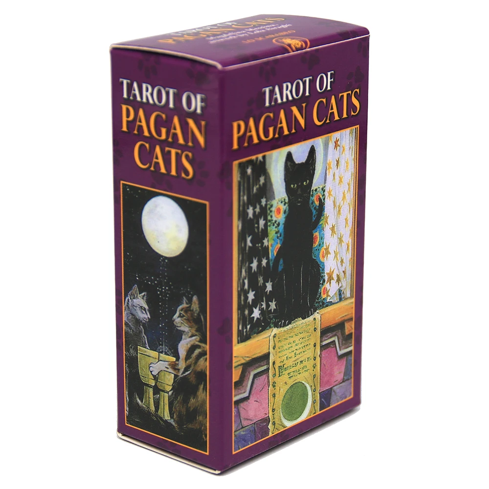 Tarot of Pagan Cats Cards 78 Full-Color Cards Mini Deck Five Languages English Spanish Tarot Divination Beginner Toy Game