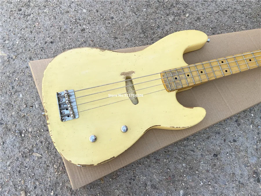 Inheriting classic creamy yellow 4-string electric bass for antique customizable free shipping