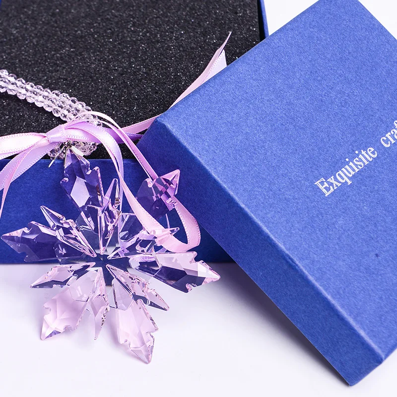 10 Colors Exquisite Crystal Snowflakes Car Pendant Transparent Decor Ornament Sun Catcher Snowflake Hanging Trim Christmas Gift