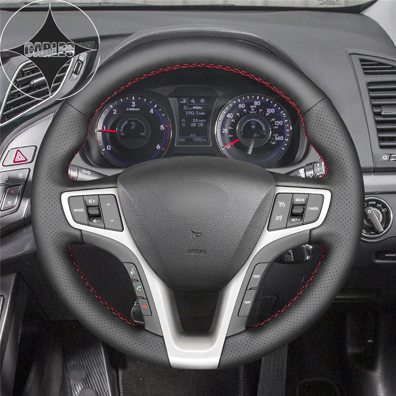 

Оригинальный черный кожаный держатель для Hyundai i40, чехол рулевого колеса автомобиля, 2011, 2012, 2013, 2014, 2015, 2016-2019