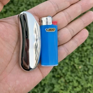 غلاف معدني من سبائك الزنك من الكروم لامع لأخف وزنا صغير Bic J5 J25 بدون أخف وزنا أعلى 10 مبيعات مسدس ولاعة السجائر - رقم 5