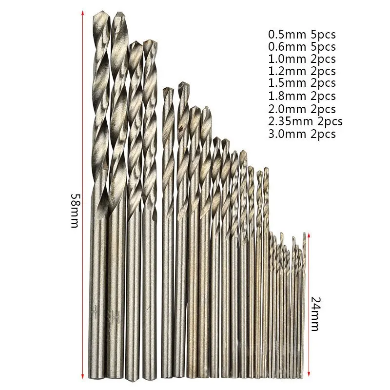 25 Buah Hss Micro Twist Drill Bit Set 0.5Mm ~ 3Mm High Speed Steel Pcb Mini Drill Jewelry Tools