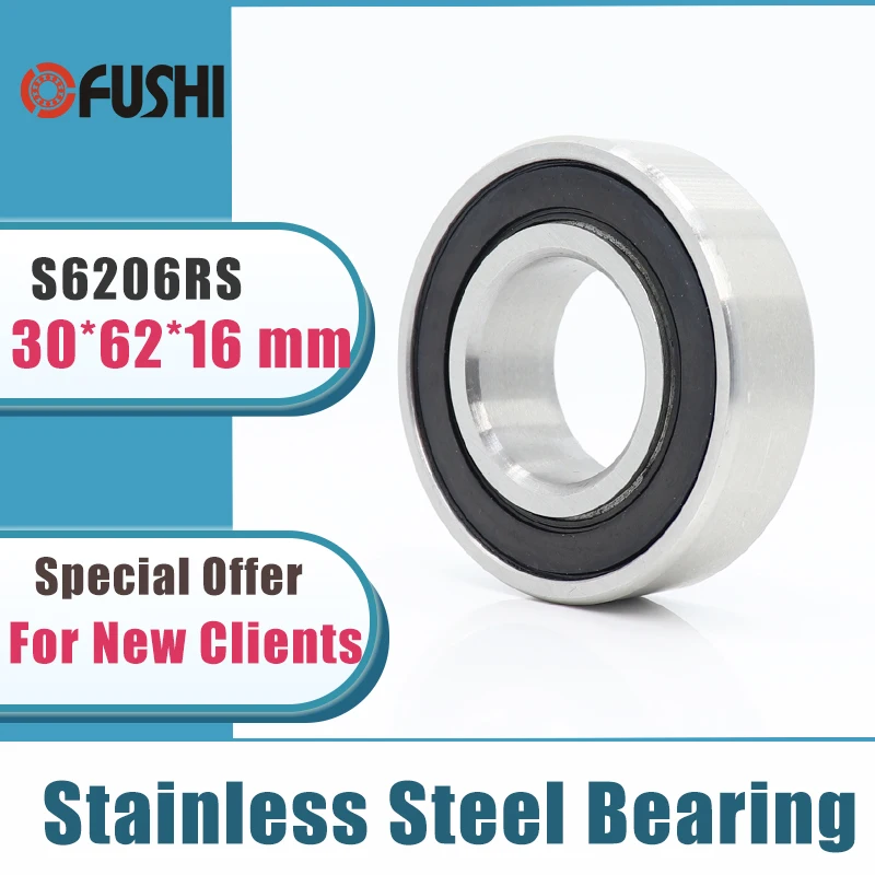 

2PCS S6206RS Bearing 30*62*16 mm ABEC-3 440C Stainless Steel S 6206RS Ball Bearings 6206 Stainless Steel Ball Bearing