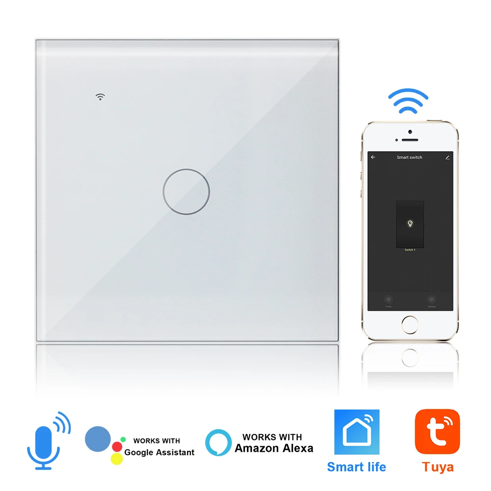 Wifi Touch Switch Neutral Wire Smart Life Remote App Control Works With Amazon Alexa