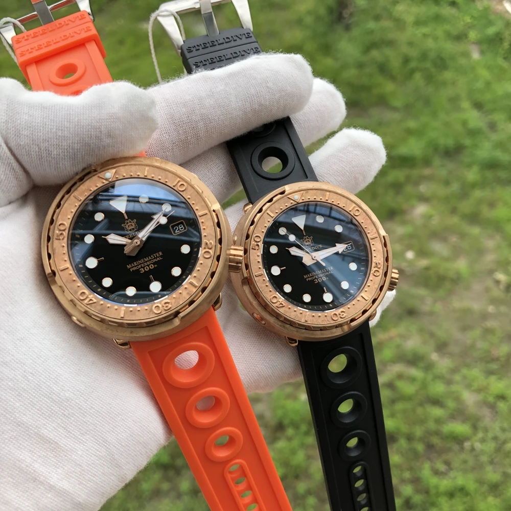 STEELDIVE mens dive watches,men automatic watch bronze 30ATM waterproof sport mechanical wristwatch Switzerland luminous clock