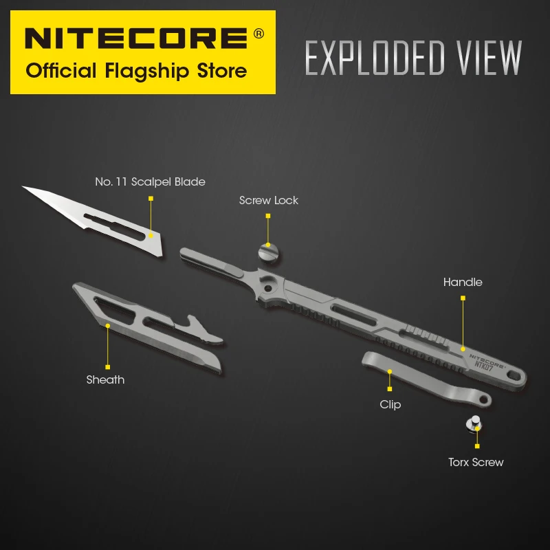 NITECORE-Couteau Unibody en Alliage de Titane NTK07 TC4, CNC, Ultra-Mince, observateur, Mini DulKnife Portable pour la Survie, la html, EDC