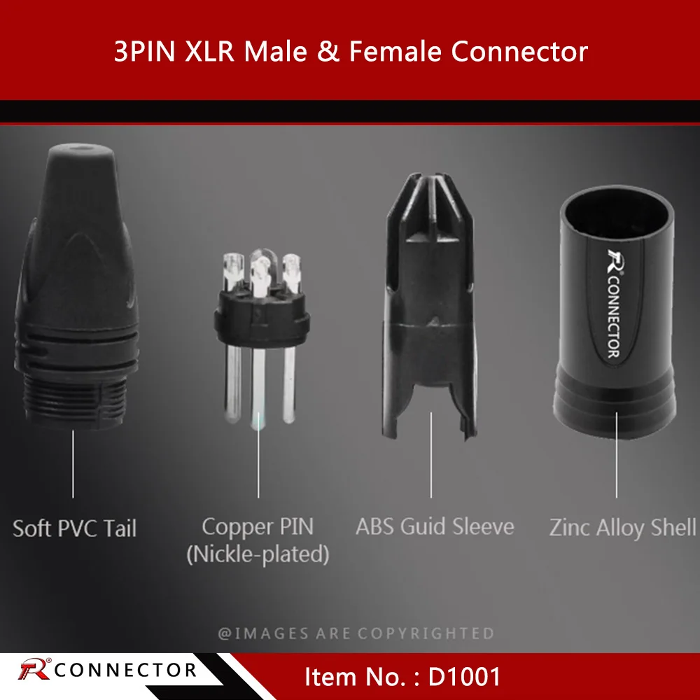 30pcs/15sets 3Pins NC3MXX&NC3FXX XLR connector,Microphone MIC XLR Male Plug&Female Jack Adapter, 10 Colors available