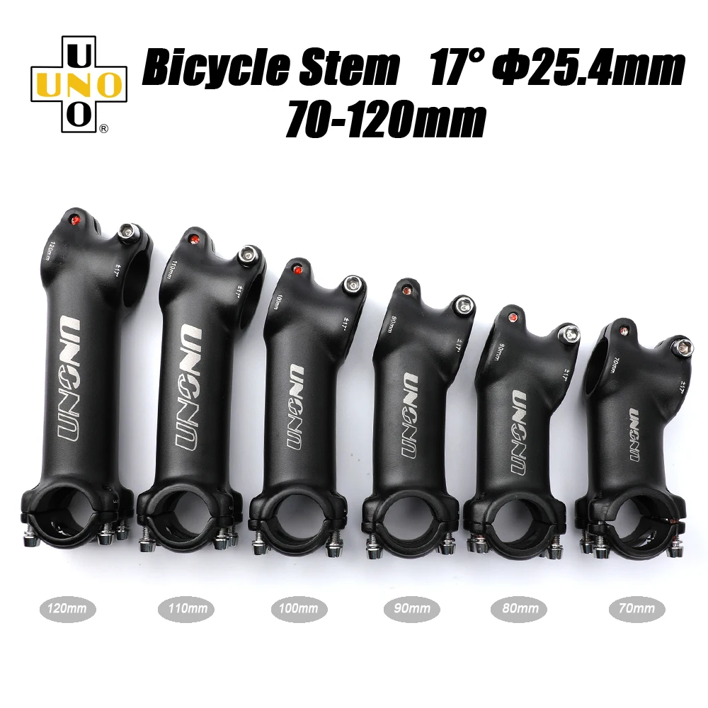 

UNO Bicycle Handlebar Stem MTB Power 17 Degree Ultralight Handlebar Extension 25.4mm Bar Clamp 70-120mm Spare Parts For Bicycle