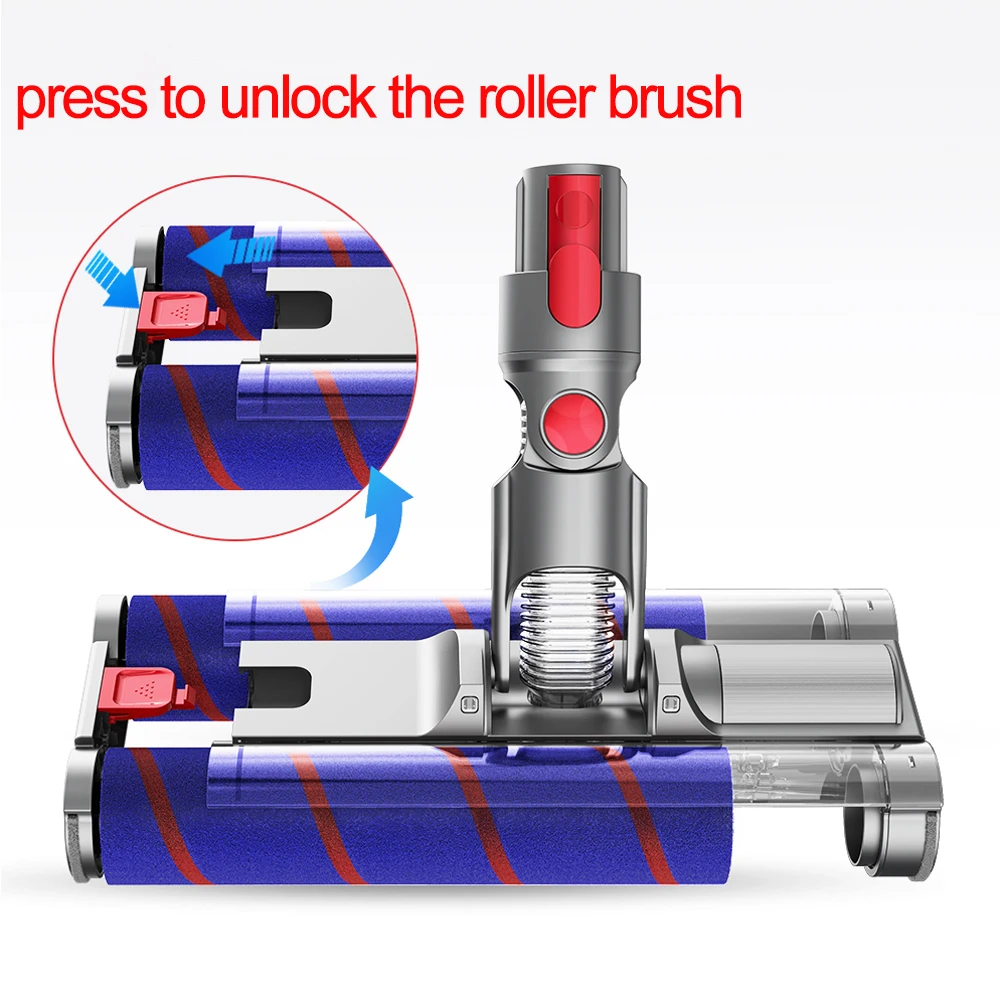 Điện 2 Con Lăn Chổi Đầu Cho Dyson V8 V7 V10 V11 Phụ Kiện Hút Thay Thế Phần Brushs Có Đèn LED ánh Sáng