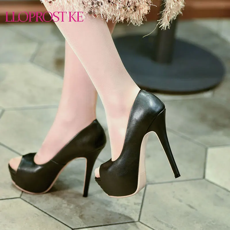 Lloprost ke 2021 Spring Sexy Peep Toe High Heel Platform Pumps Patent Leather Stiletto Heels Dress Shoes Shallow Dress Shoes