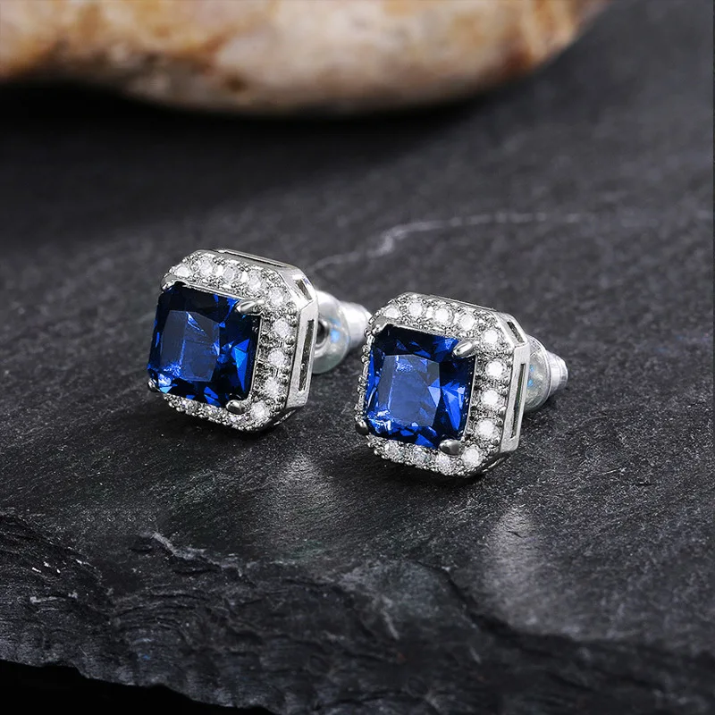 Wykwintne kobiece kolczyki 925 Sterling SIlver Square Emerald Green Zircon Crystal Earrings For Women Jewelry Wholesale Bijoux — zdjęcie 6