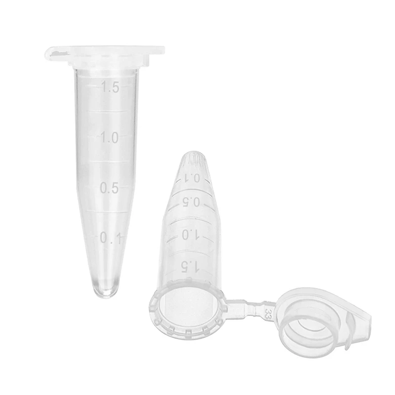 1000Pcs Mini Centrifuge Tubes 1.5Ml Raduated Clear Plastic Centrifuge Vials with Flat-Top Snap Cap