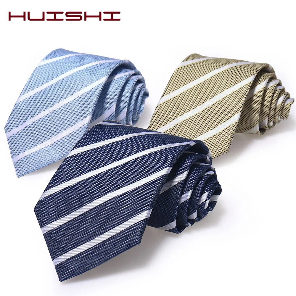 HUISHI Tie For Men Suit Neckwear Classic 8cm Stripe Necktie For Man Luxury Striped Business Neck Tie Suit Cravat Wedding Party