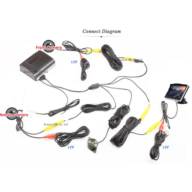 Koorinwoo Vehicle HD Digital Parking Sensors 8 With LCD Screen + Rear view Camara Front System For Cars Parktronic Car Sensors