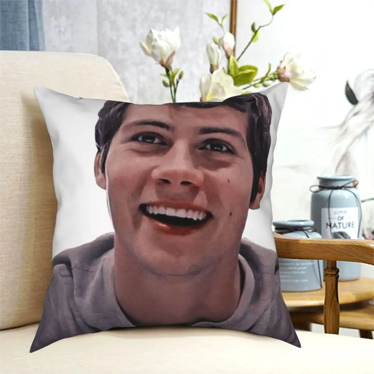 Smiling Dylan O\'Brien Pillowcase Cushion Cover Gift Teen Wolf Maze Runner Thomas Throw Pillow Case Cover Home 40*40cm