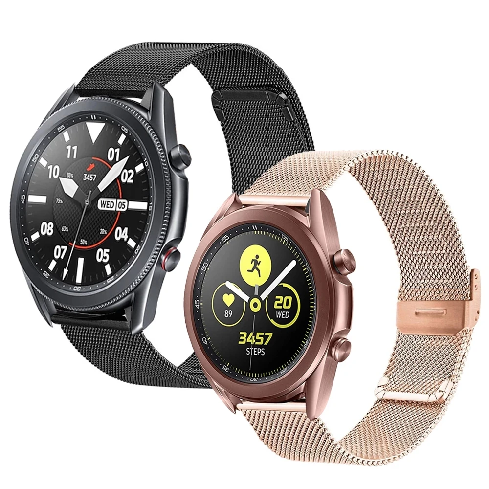 Stainless Steel Watchband 18mm 20mm 22mm for Samsung Galaxy Watch 42mm 46mm SM-R800 SM-R810 Rose Gold Metal Strap Band