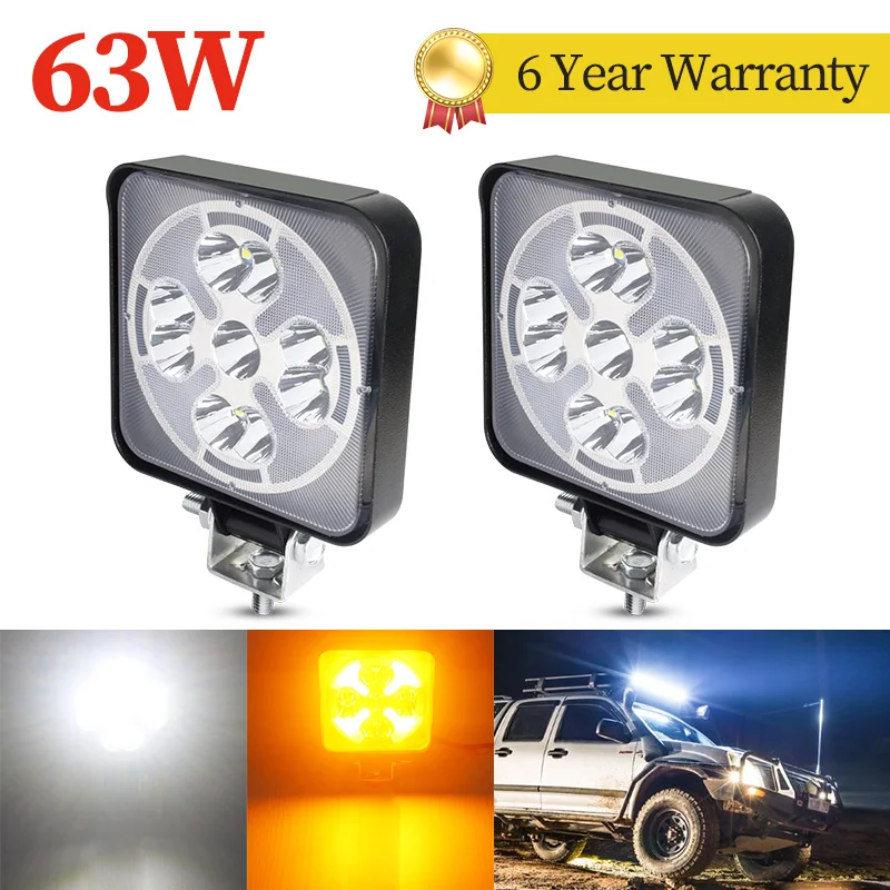 

Double Color 12V 24V Car LED Work Light Bar 63W 4X4 Offroad headlight 21SMD spotlights for SUV ATV motorcycle Flashing