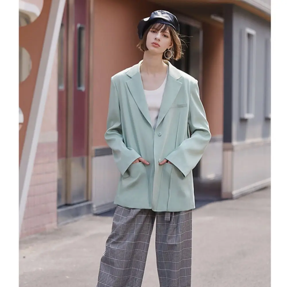 

Summer New Designed Women Blazer Chic Notched Lapel Pocket Jacket Streetwear Casual Daily Loose Coat 1 Piece