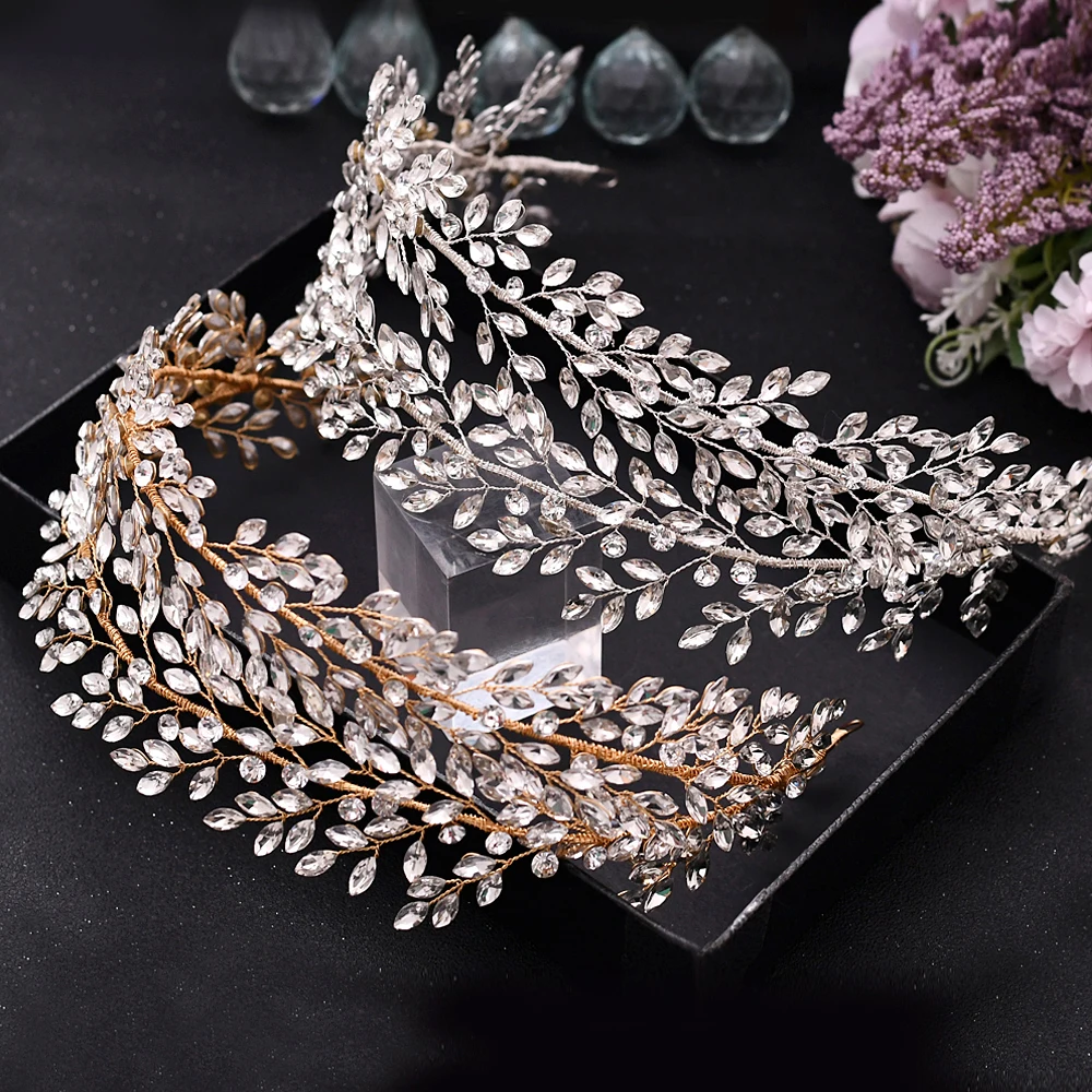 Shinny Bridal Hair Band Wedding Headband Rhinestone Hair Clip Bridal Headwear Hair Accessories Crystal Hair Jewelry Bride Tiaras