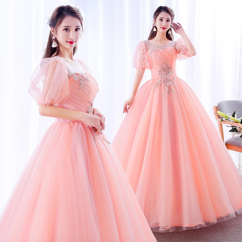 Vestido de festa Quinceanera Gryffon, vestido de baile manga curta, vestidos de ilusão, 2021