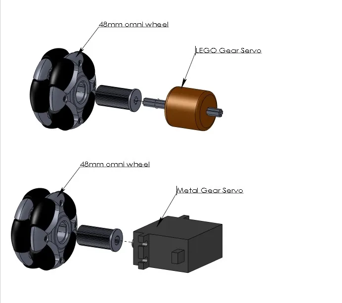 48mm Plastic Omnidirectional Wheel 14108 For Servo Motor