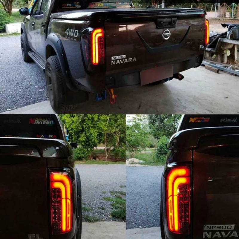 Exterior Accessories Matte Black Tail Light Fit For Navara NP300 2015-2019 LED Taillight Modified Parts