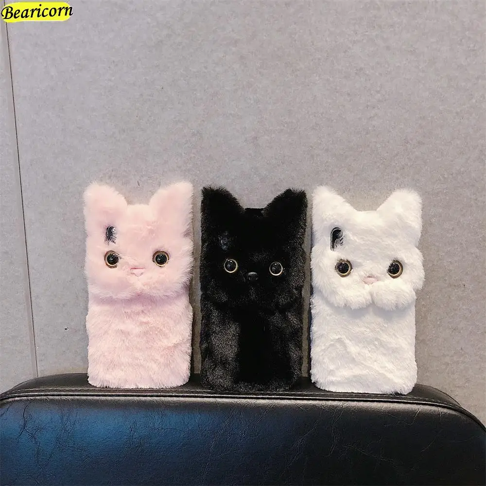 Soft Plush Case For Samsung Galaxy A5 A6 A7 A8 A9 J2 J3 J4 J5 J6 J7 J8 2017 2018 Pro Plus Prime Cat Eyes Furry Fur Hair Cover