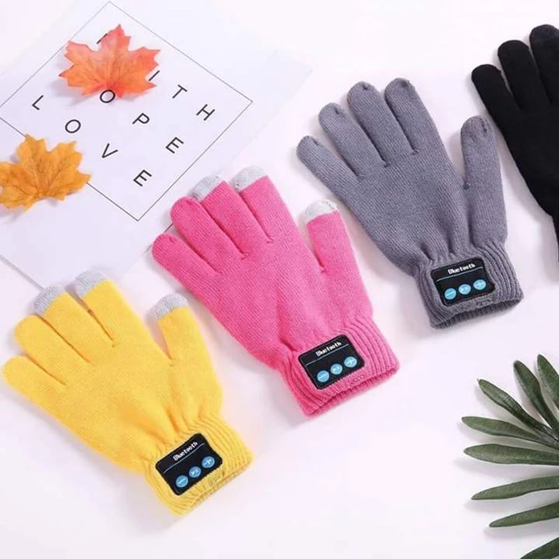 Guantes con pantalla táctil para hombre y mujer, manoplas cálidas e inalámbricas con Bluetooth y altavoz, a la moda, para deportes al aire libre, novedad de invierno, 2020