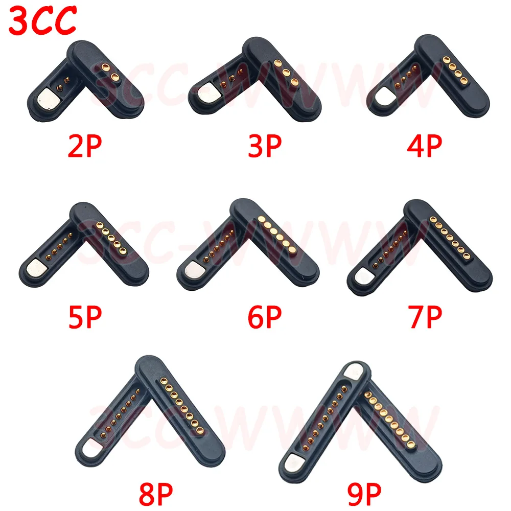 1Pair Magnetic Connector 2 3 4 5 6 7 8 9 Pole Pogopin Male Female 2.2 MM Grid 3A 12V DC Spring Loaded Pogo Pin Waterproof Pad