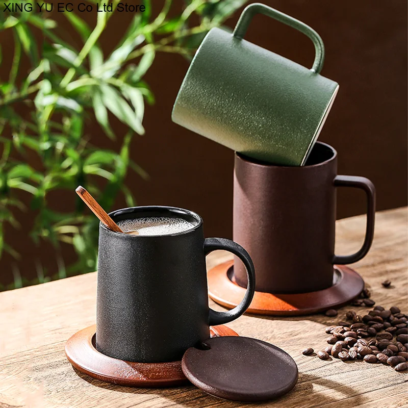 

Кружка Керамическая матовая в скандинавском стиле, 390 мл, керамическая чашка для кофе, молока, чая, простая чашка для воды, деревянный поднос, украшение для дома, гостиной