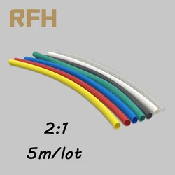 5 Meter 2:1 Polyolefin Shrink Heat Shrinkable Tub Insulation Repair Wire 1 2 3 5 6 mm Various Colors Heat Shrink Tubing