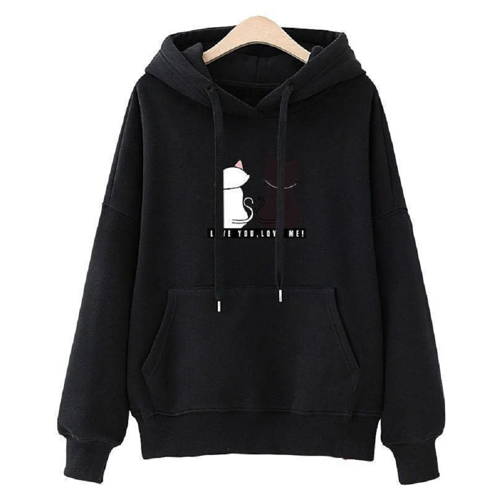 

Cute Cat Print Sweatshirt Kawaii Hoodies for Women Top Clothes Hoody Full Sleeve Female Winter Women's Hoodies Sweatshirts