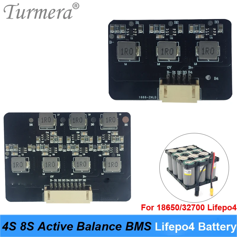 Turmera – équilibreur actif 4s 8S 32650 32700, avec batterie Lifepo4 Lipo, carte de transfert d'énergie, BMS 12V 24V, 1,5a