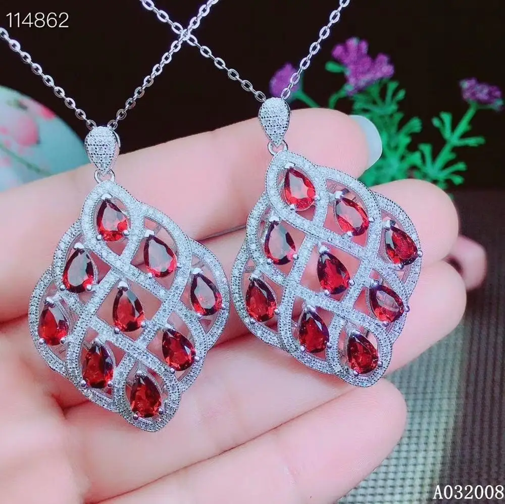 

KJJEAXCMY fine jewelry 925 pure silver inlaid natural garnet girl new Pendant fashion Necklace vintage support test