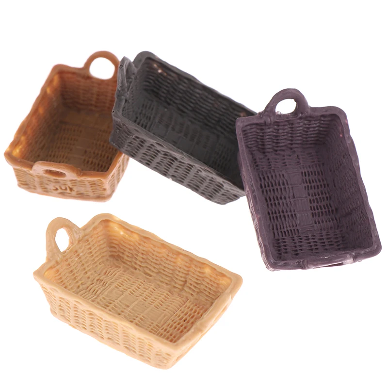 1Pcs Mini 1/12 Cute Dollhouse Miniature Resin Food Storage Basket Model Accessories Toys 35*27*17mm