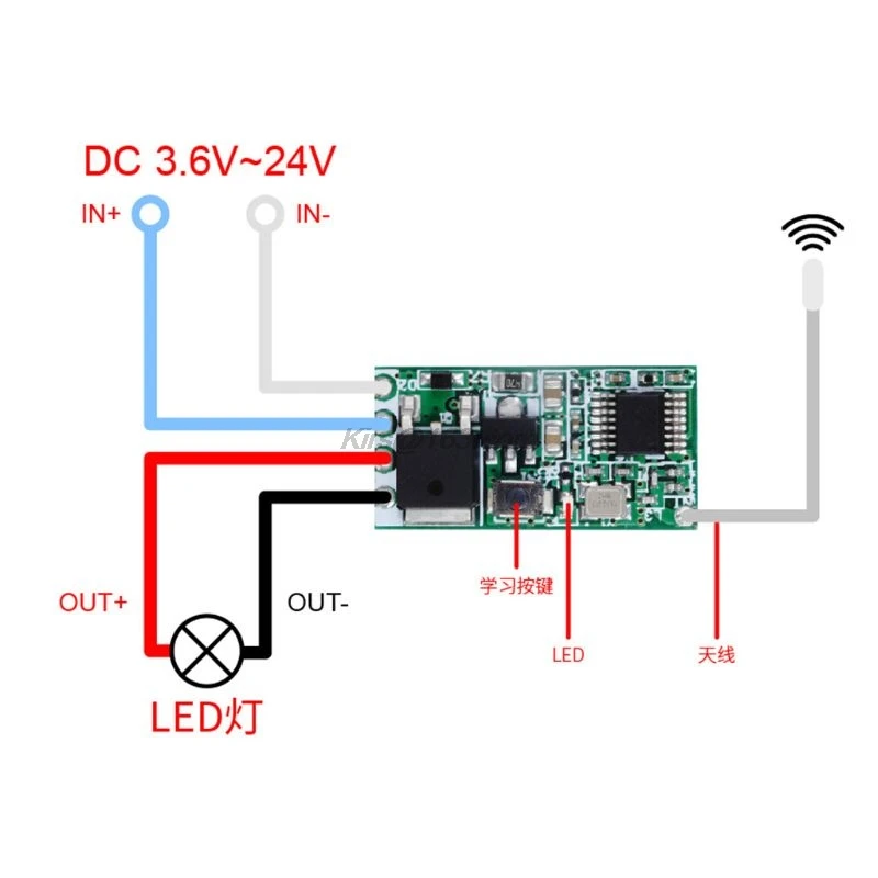 Upgraded Version 433Mhz 1CH RF Relay Receiver Wireless Remote Control Switch Module LED Light Controller