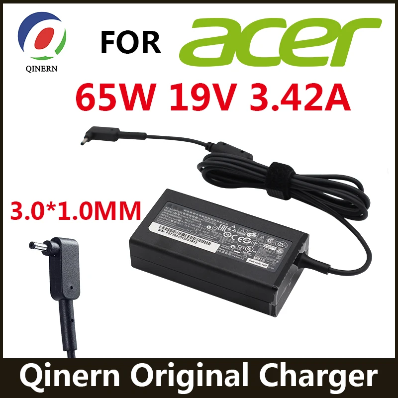 19V 3.42A 65W 3.0*1.0MM Laptop Adapter Charger For Acer Aspire S7 391 V3-371 Switch12 PA-1450-26 A13-045N2A 547H 56RQ SF314-51-7