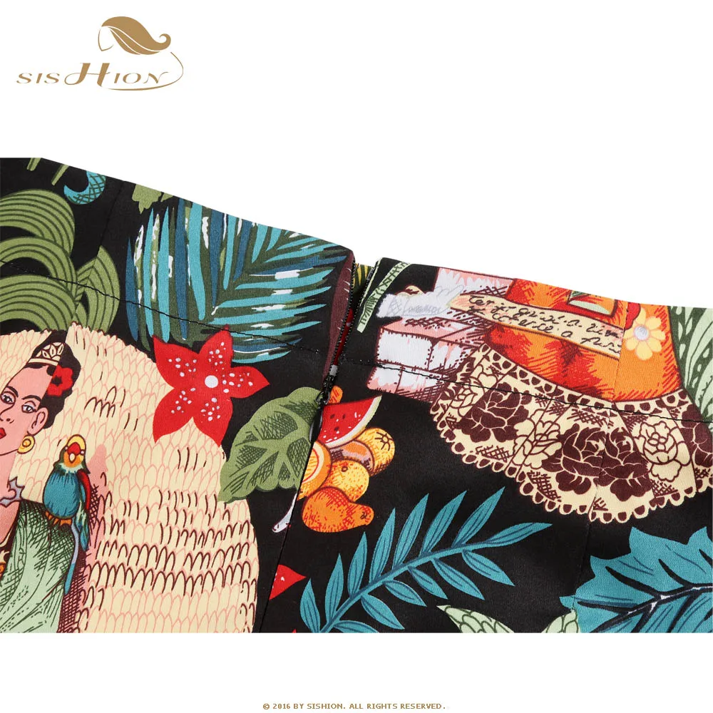 SISHION Dropshipping Floral Toucan Print Mini Rock SS0008 Baumwolle Vintage Schlank Retro Sexy Röcke Frauen Damen Frauen Rock Y2K – Detail 10