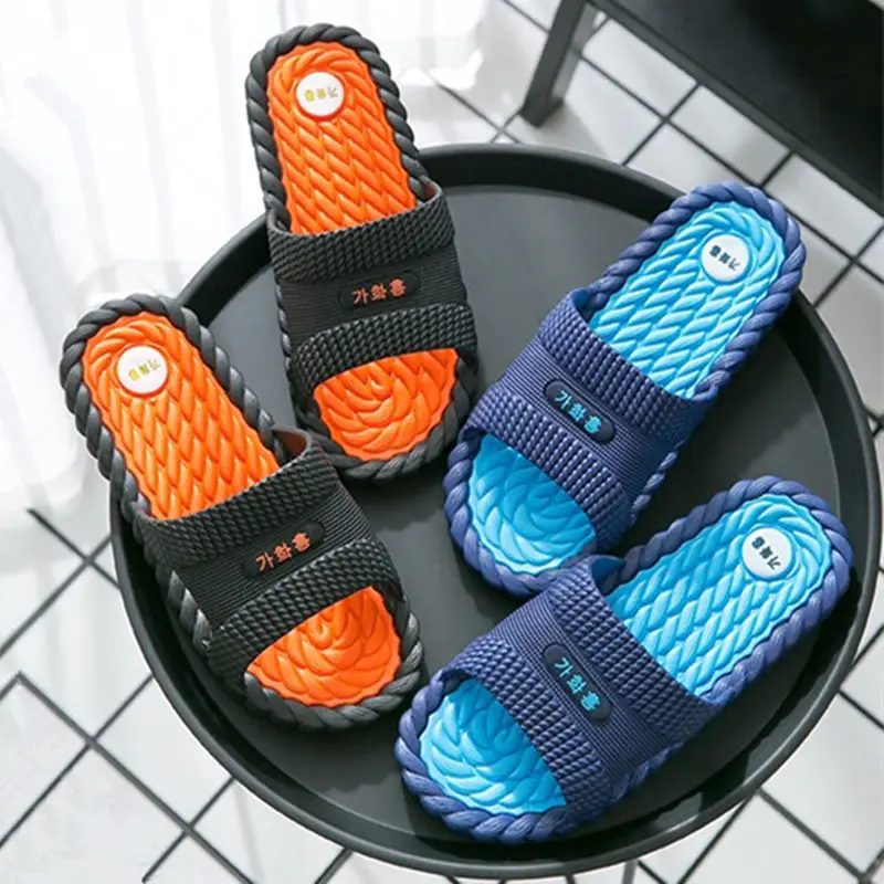 Odor-proof non-slip soft-soled bathroom slippers Korean version casual soft massage indoor outdoor men's slippers bath slippers