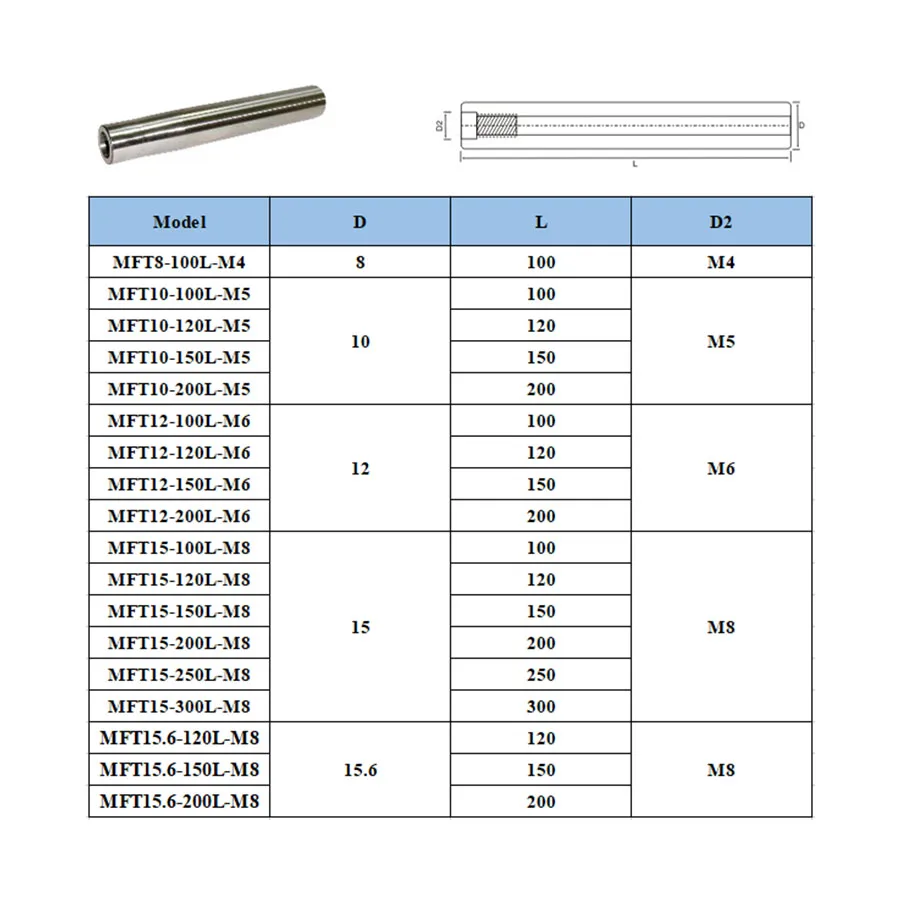 MFT 8 10 12 15 Tungsten Steel Anti-Seismic Solid Carbide Lock Tooth Milling Cutter Bar CNC Tool Holder Threaded Head M4 M5 M6 M8