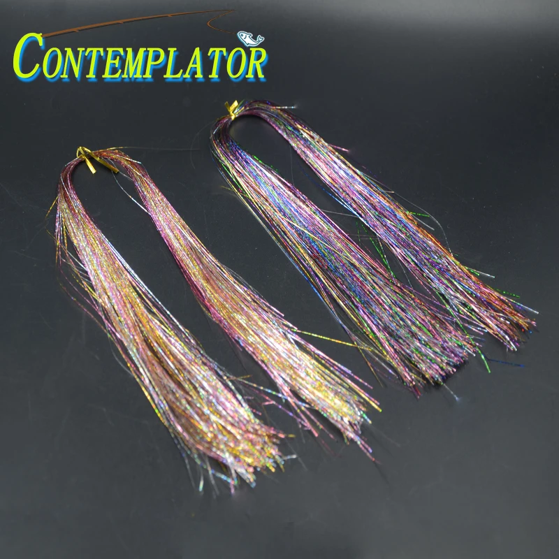 6bags 2style Assorted Sparkle Colorful Tinsel Streamers Synthetic Fly Tying Materials Flat Laser Crystal Tinsel Jig Hook Lures