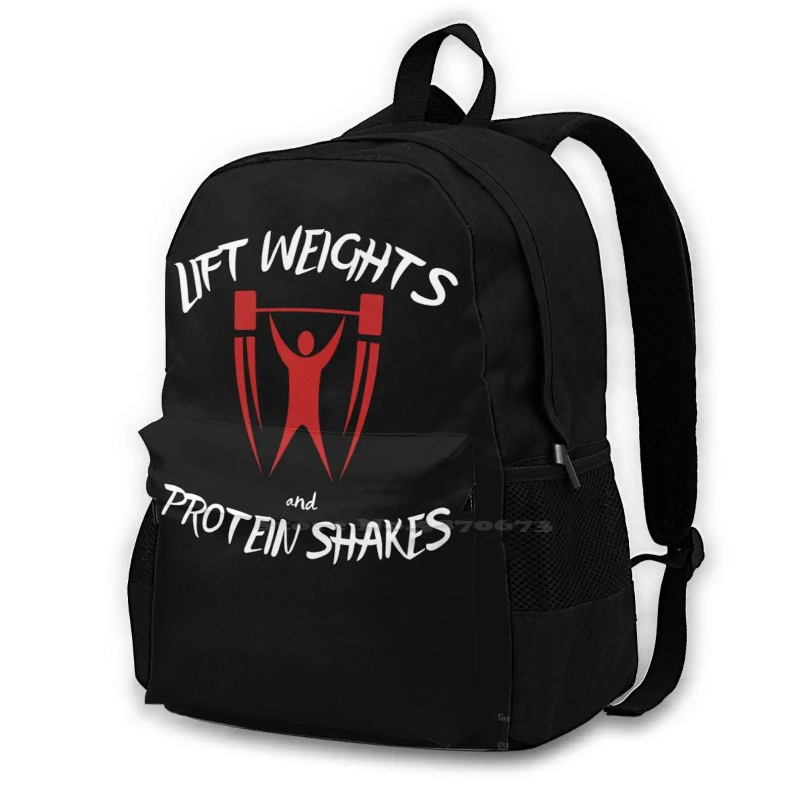 

Lift Weights And Protein Shakes Rucksack Knapsack Storage Bag Backpack Lift Weights Weight Training Bodybuilder Fitness Gym Red