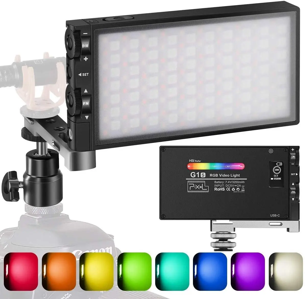 G1S  RGB Pocket 2500K-8500K Dimmable Full Color LED Video Light Photography Video Studio DSLR Camera Light PK BOLING BL-P1