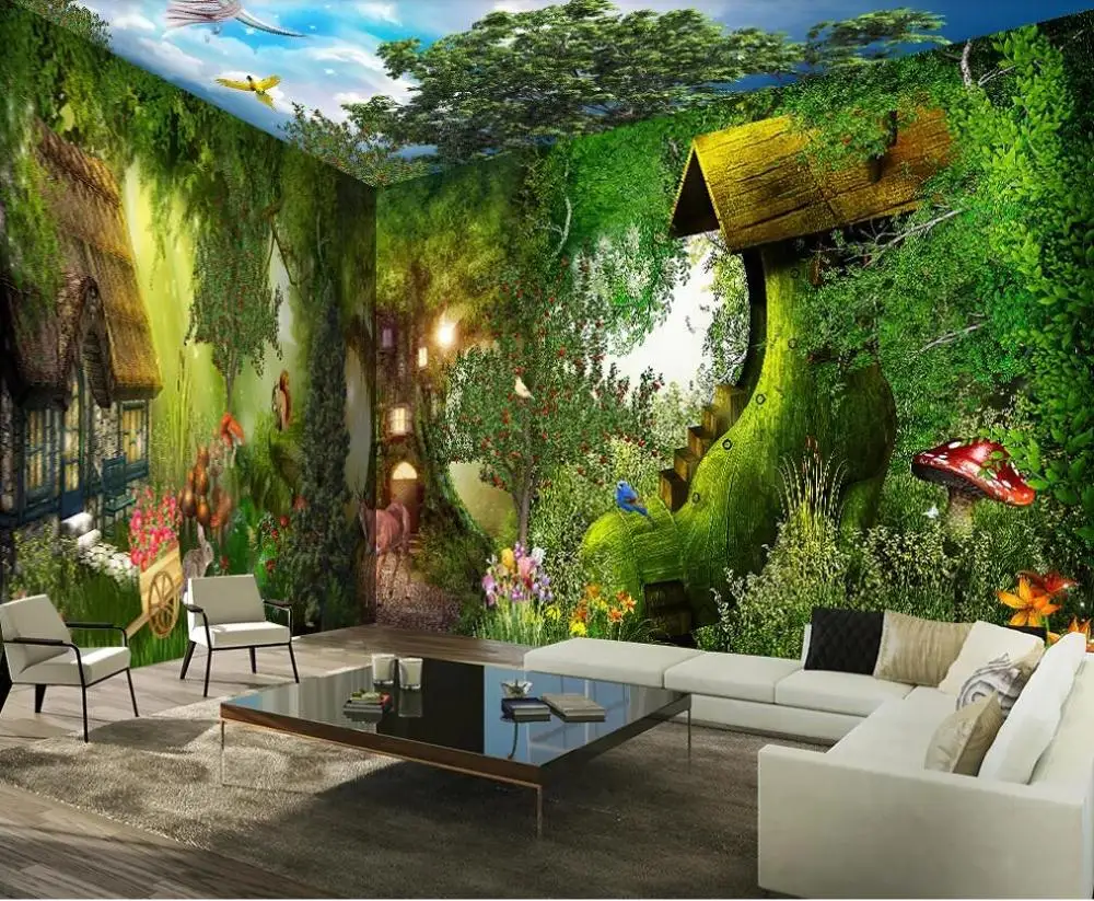 

Milofi custom 3D wallpaper mural forest chalet whole house background wall for living room bedroom decoration painting wallpaper