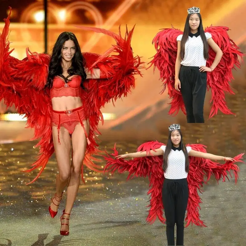 

Hight quality Red Super-large Victoria feather Wing Model Walking Show stage Performance Commercial Performance Feather Wing