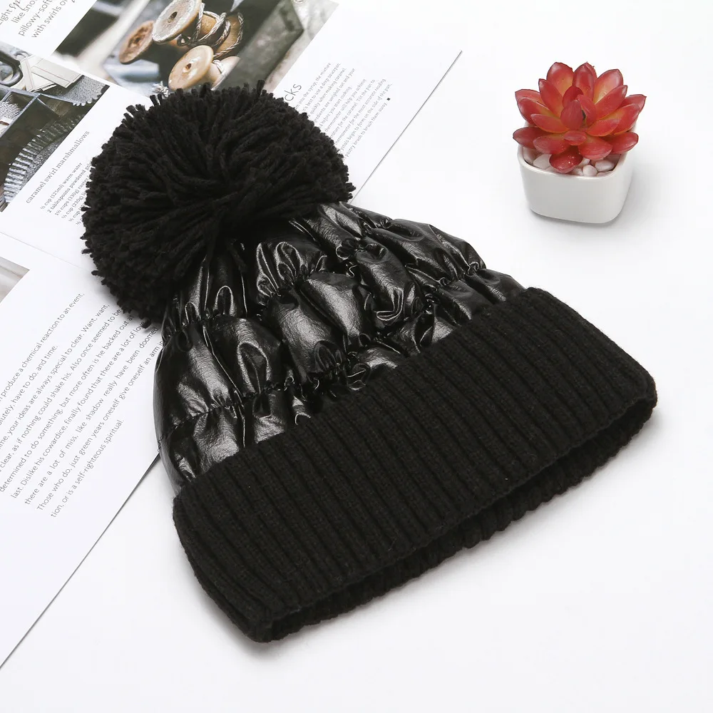 2024 Winter Hats For Women Thick Bling Knitted Beanies Hat Girls Autumn Female Hairball Pink White Caps Warmer Bonnet Casual Cap